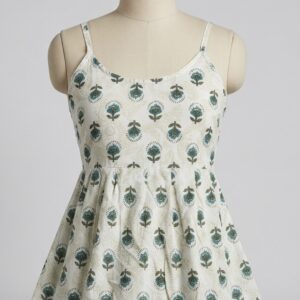 Ivory Strappy Floral Short Kurti