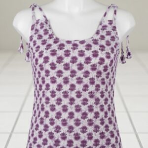 Baingani – Purple Batik Buti Tie-Shoulder Cami Top