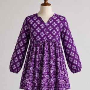 Mandarin notch Gathered Empire-Waist Short Kurti